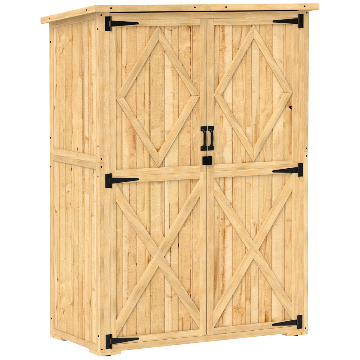 Outsunny Wooden Garden Storage Shed in a Natural Wood Finish