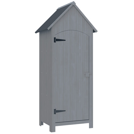 Outsunny Wooden Garden Storage Shed with 3 Shelves in Grey
