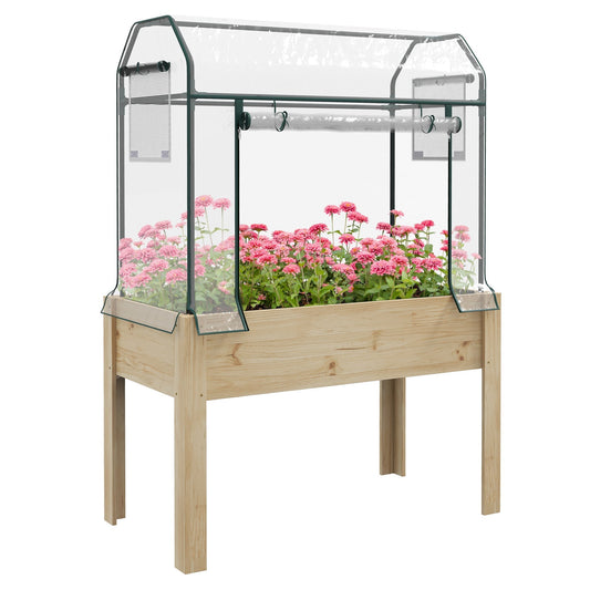 Outsunny Wooden Planter Box in Natural and Clear