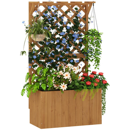 Outsunny Wooden Planter with Trellis in a Natural Wood Finish