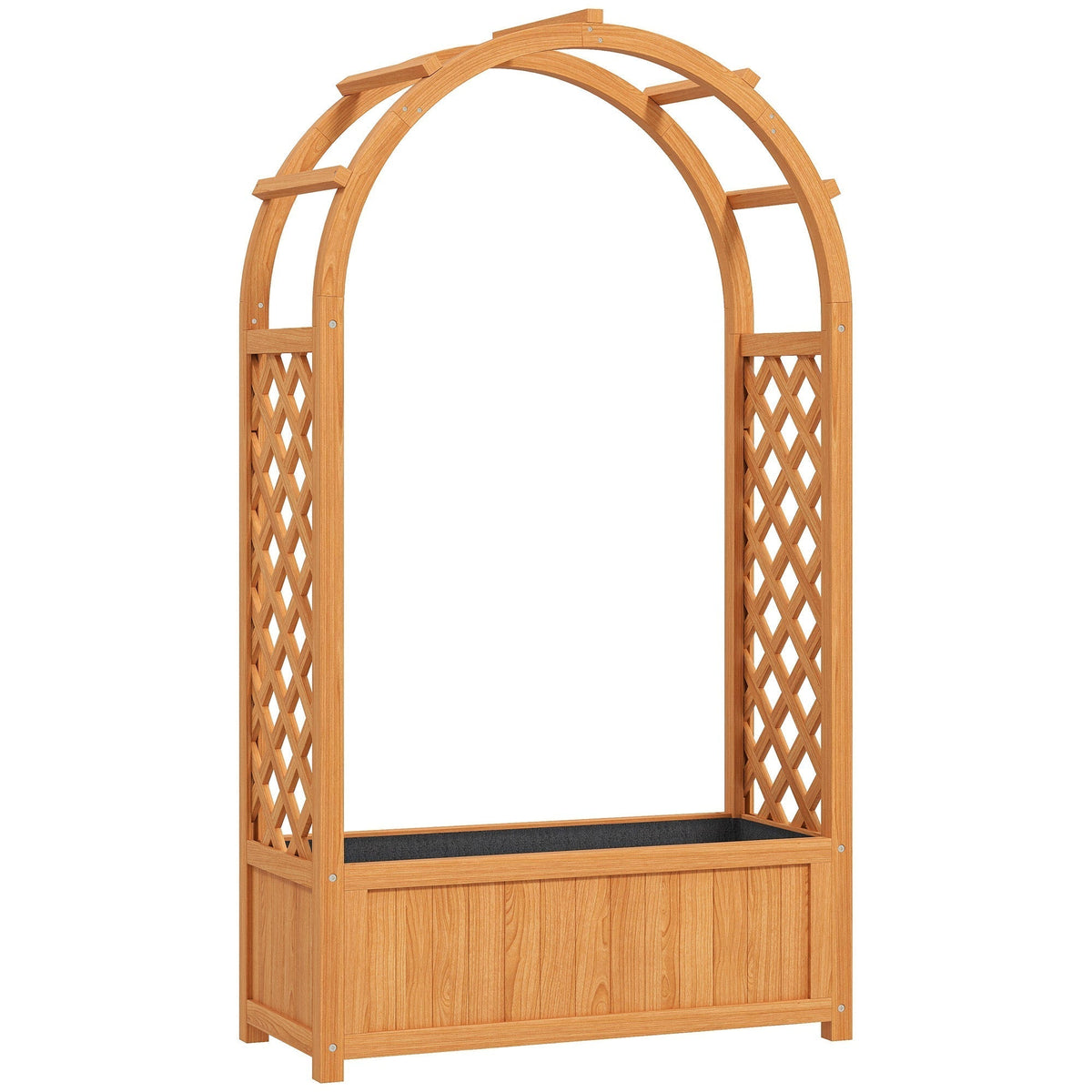 Outsunny Wooden Raised Garden Bed with Trellis in Brown