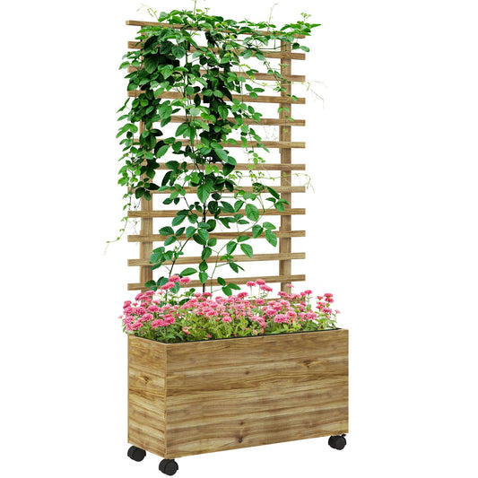 Outsunny Wooden Raised Planter in a Natural Wood Finish