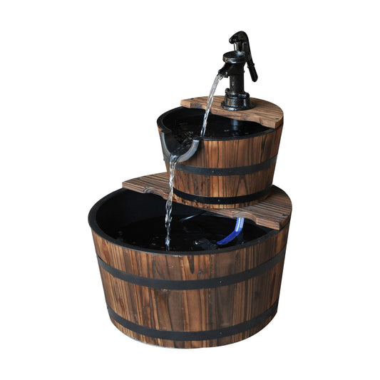 Outsunny Wooden Water Pump Fountain in Wood Colour