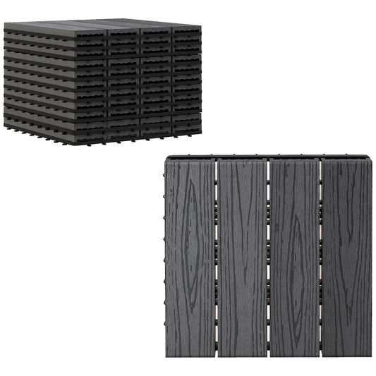 Outsunny WPC Interlocking Decking Tiles in Grey