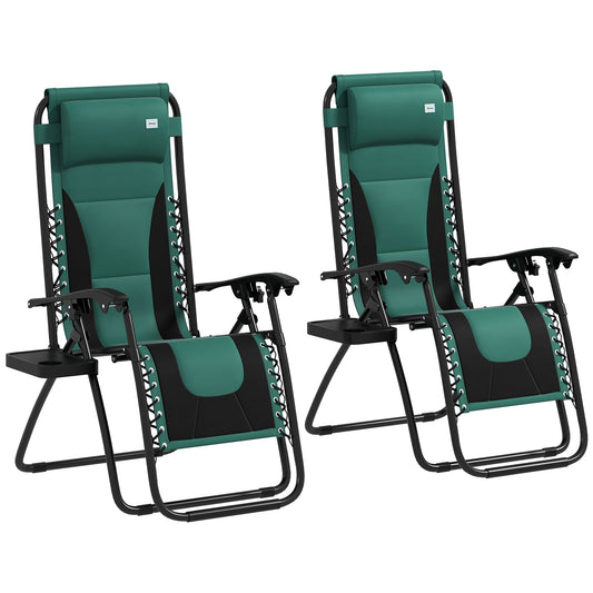 Outsunny Zero Gravity Lounger Chair Set of 2 in Green