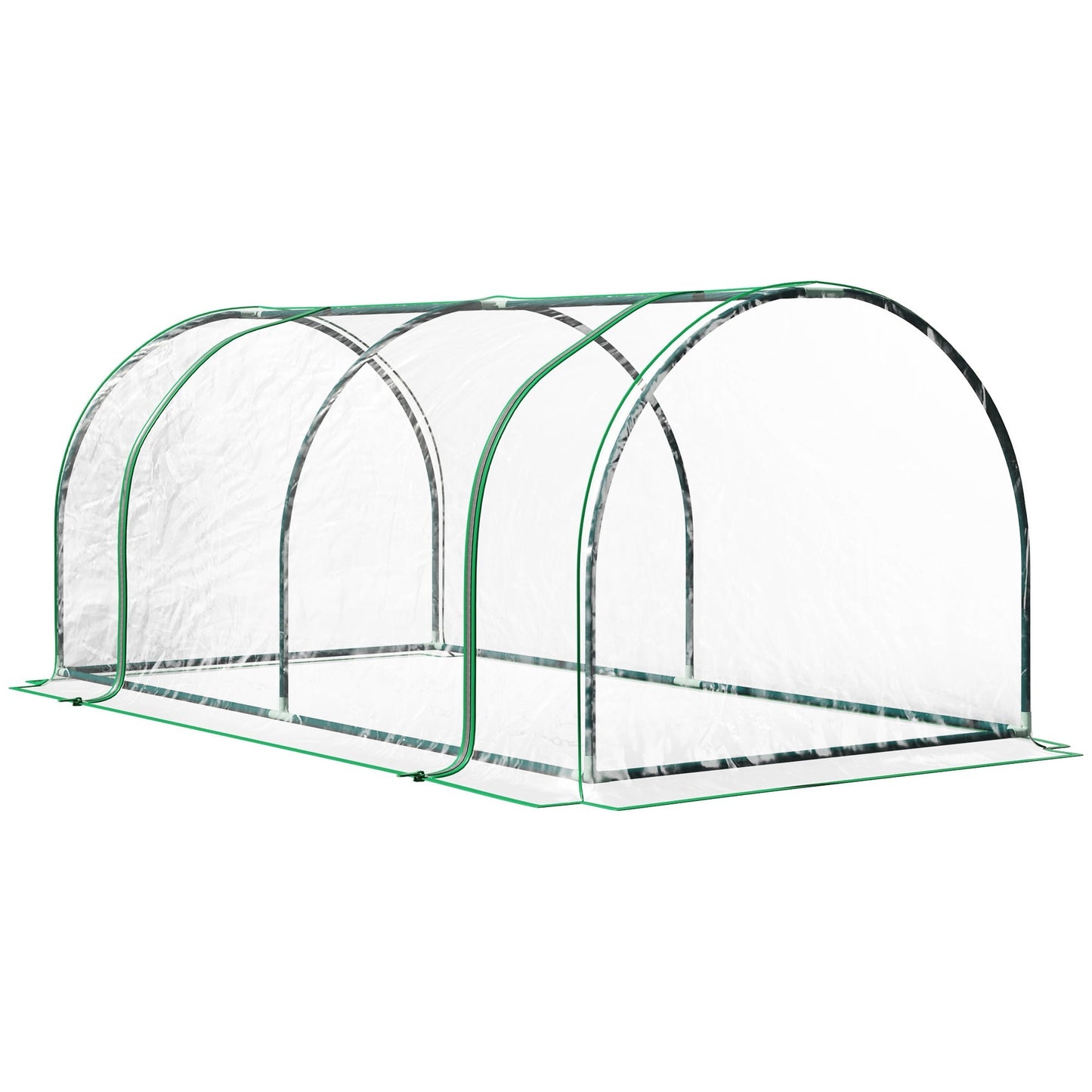 Outsunny Tunnel Greenhouse Green Grow House for Garden Outdoor, Steel Frame, PVC Cover, Transparent, 200 x 100 x 80cm
