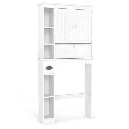 Over the Toilet Storage Cabinet with Adjustable Shelf and Bottom Bar-White