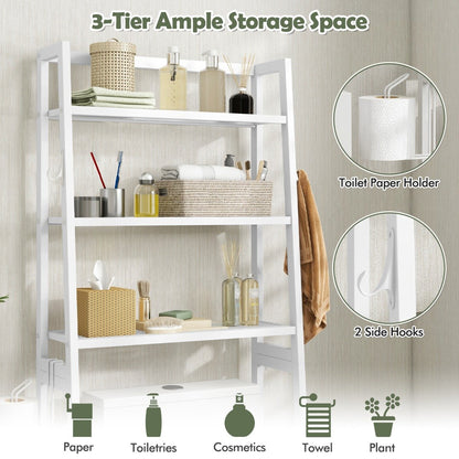 Over The Toilet Storage Shelf with Adjustable Adjustable Bottom Bar-White