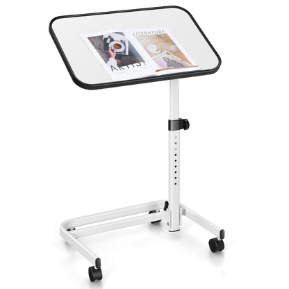 Portable Bedside Table with 9-Level Adjustable Height-White