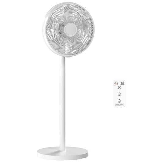HOMCOM 40 cm Standing Fan, Cooling Floor Fan with 80° Oscillating, Adjustable Tilt and Height, 4 Speed, Remote Control, White