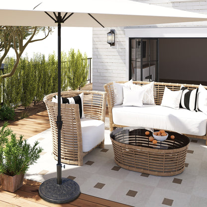 Outsunny 14kg Round Garden Parasol Base Holder Decorative Resin Market Umbrella Stand with Adjustable Coupler, Bronze