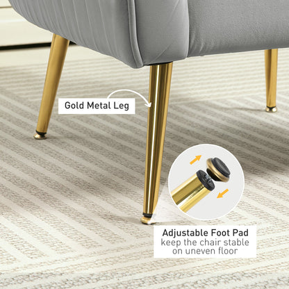 Fotel akcentowy HOMCOM Velvet-Feel Shell Back - szary