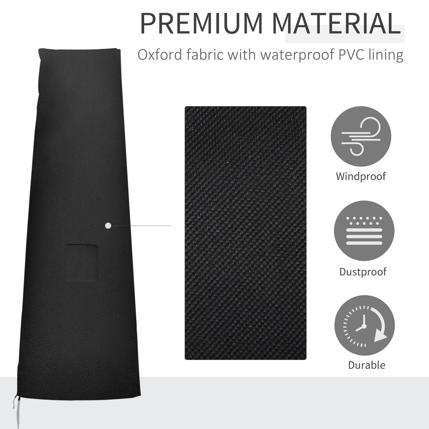Outsunny Garden Parasol Cover Waterproof Outdoor Cantilever Banana Umbrella Protector 300D Oxford Fabric 240 x 48/70 cm