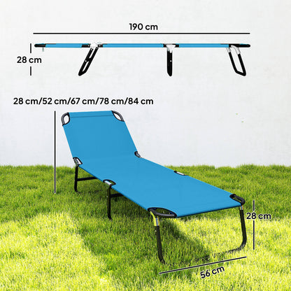 Outsunny Garden Sun Lounger, with Five-Position Back - Sky Blue