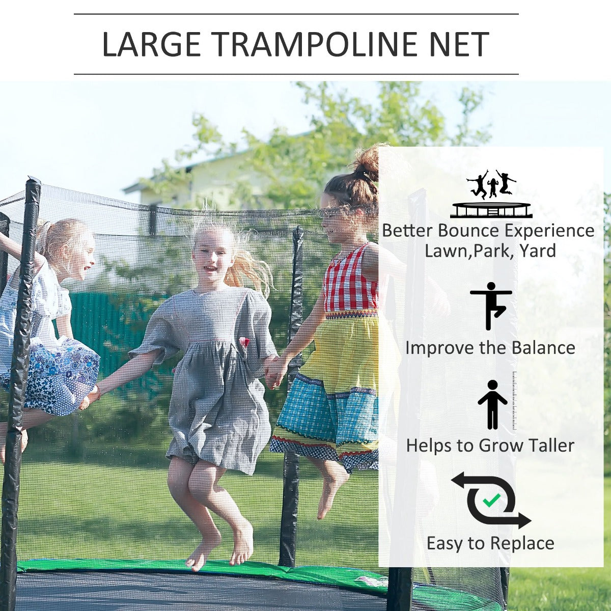 10ft Replacement Safety Trampoline Net with Enclosure