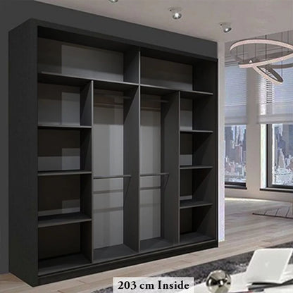 Heffner Black Sliding Door Wardrobe - 3 Sizes