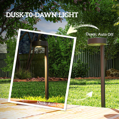 Outsunny Solar Lights Outdoor Garden Stake 8 Pack Pathway Lights, Solar Stake Lights z automatycznym włączaniem/wyłączaniem LED, IP44 Wodoodporne plastikowe oświetlenie ogrodowe na ścieżki, patio i krajobraz