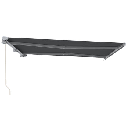 Outsunny 4x3m Full Cassette Electric/Manual Retractable Awning, Sun Canopies for Patio Door Window with Remote Controller, Grey