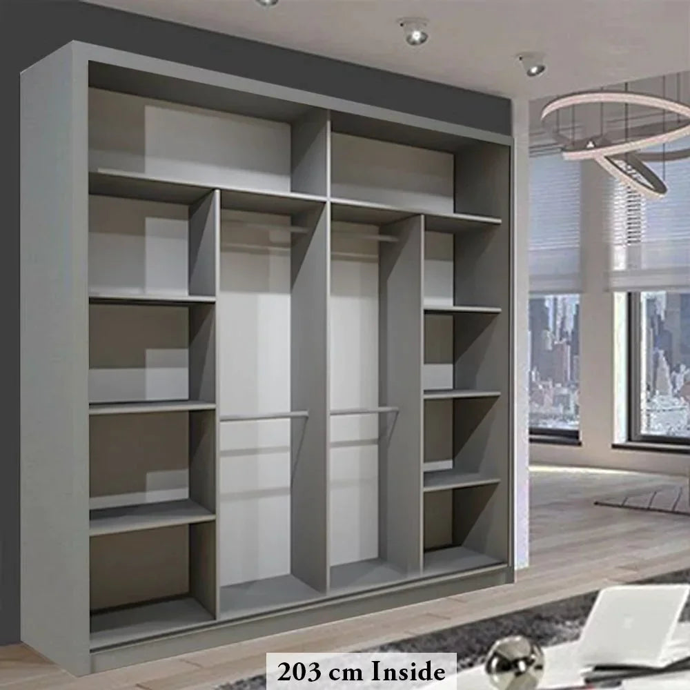 Heffner Black Sliding Door Wardrobe - 3 Sizes