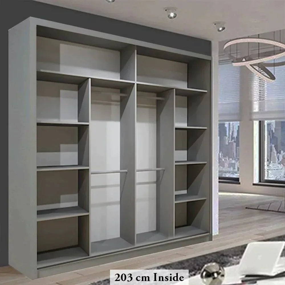 Heffner Grey Sliding Door Wardrobe - 3 Sizes