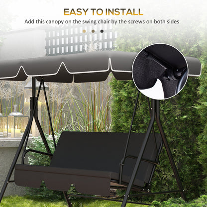 Outsunny 2/3 Seater Garden Swing Canopy Replacement Cover, UV50+ Sun Shade (Canopy Only), Black