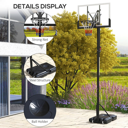 SPORTNOW 6 Level Height Adjustable Freestanding Basketball Hoop and Stand with Wheels, 2.35M-3.05M