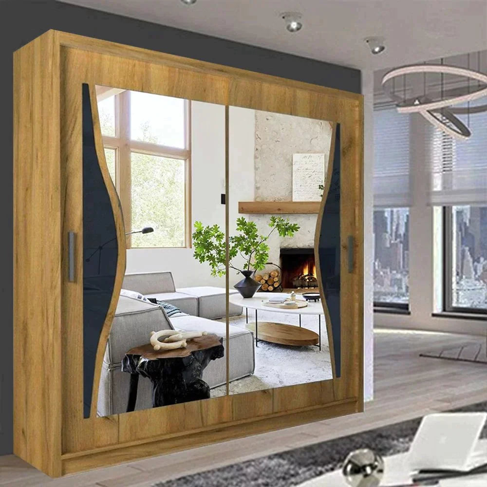 Heffner Grey Sliding Door Wardrobe - 3 Sizes