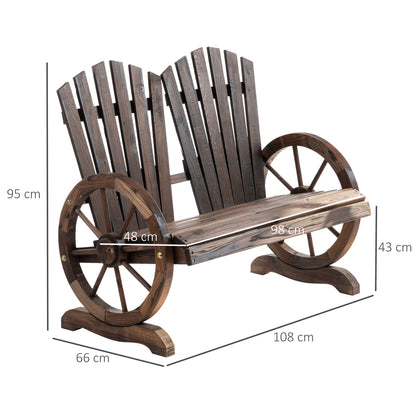 Outsunny Fir Logs Love Seats z podłokietnikami w kształcie kółek, duży fotel nośny, naturalne usłojenie drewna