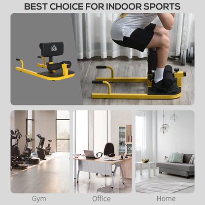 HOMCOM Squat Machine with Push Up Stand, Padded Hip Thrust Bench with Adjustable Cushion for Home Gym Work Out, Yellow