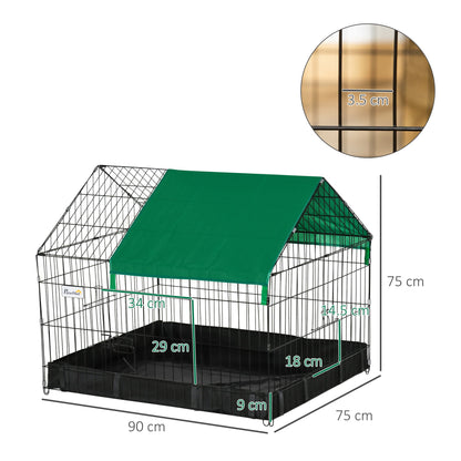 PawHut Rabbit Cage Guinea Pig Playpen Small Animal House for Kitties Puppies, w/ Water Proof Oxford Roof Floor 90 x 75 x 75 cm