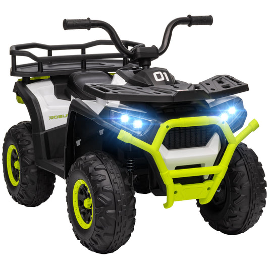 AIYAPLAY 12V Dziecięcy Elektryczny Jeździk ATV, Zasilany Akumulatorem Quad z Zawieszeniem Sprężynowym, Przód Tył, Kosz Do Przechowywania - Zielony