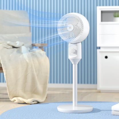 HOMCOM 9" Pedestal Fan, 70 Oscillation 90 Vertical Tilt Oscillating Air Circulator with 3 Speeds, Standing Fan for Home Office, Bedroom, White
