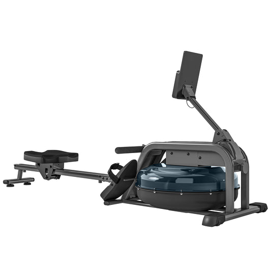 SPORTNOW Water Rowing Machine with Wheels, Vertical Storage, Adjustable Resistance, for Strength, Cardio Training