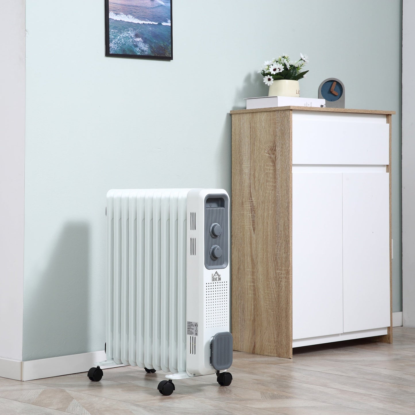 2720W Oil Filled Radiator, Portable Electric Heater w/ 3 Heat Settings, Adjustable Thermostat, Safe Power-Off, 11 Fins