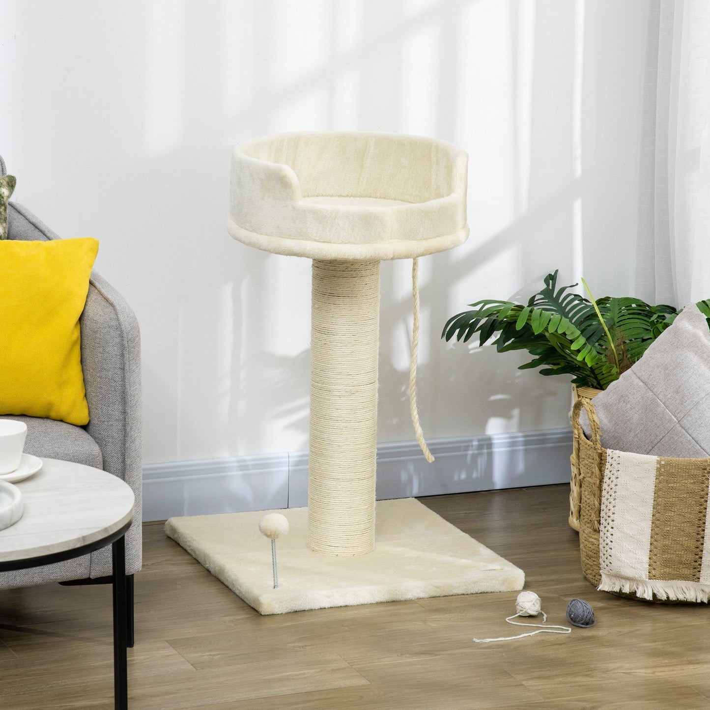 PawHut Cat Tree, Cat Tower for Indoor Cats with Thickened Sisal Scratching Post Cream