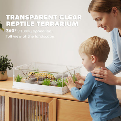 PawHut Acrylic Reptile Terrarium with Top Sliding Door, Vents, for Snake, Frog, Spider, Gecko, Tarantula, 40 x 30 x 15 cm