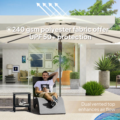 Outsunny 3.7 x 2.7 m Cantilever Parasol w/ 360√Ç¬∞ Rotation and Easy Tilt Adjustment, Aluminium Hanging Offset Outdoor Umbrella w/ Double Top and Cross Base, UPF50+ Hanging Sun Shade, Black
