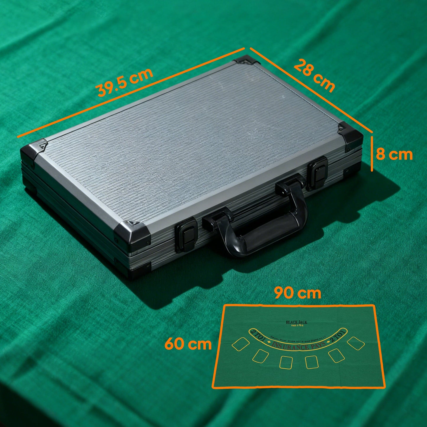 SPORTNOW 400-Piece Poker Chips Set with Lightweight ABS Case, Casino Texas Holdem Poker Set with Mat, 11.5g Numbered Poker Chips, Two Decks of Cards, Dealer, Five Dices, Grey