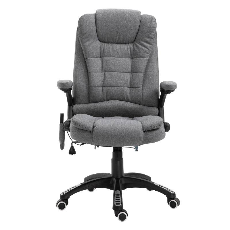 Gray office chair with armrests on a white background