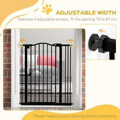 PawHut Metal Pet Baby Safety Gate سياج قابل للطي، أسود