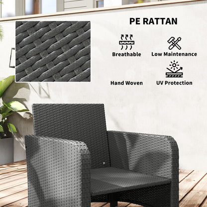 Zestaw mebli ogrodowych Outsunny Five Piece Rattan z 2-poziomowym stolikiem kawowym i pufami - szary
