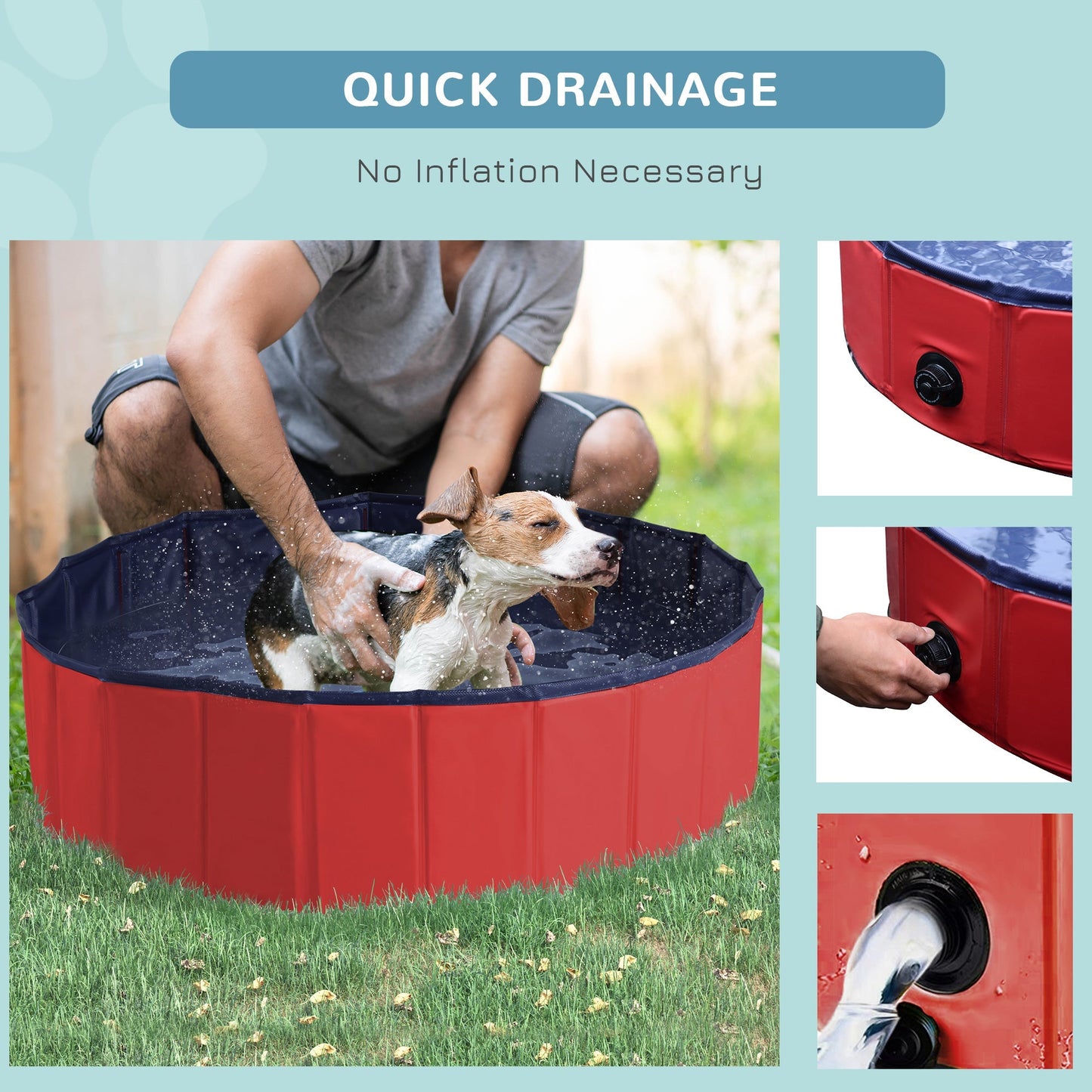 Pawhut Φ100x30H cm Pet Swimming Pool-Red