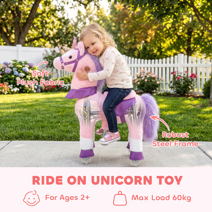 AIYAPLAY Ride on Horse Pedal Ride On Walking Horse Toy Rotatable Head Neighing Sound, Pink