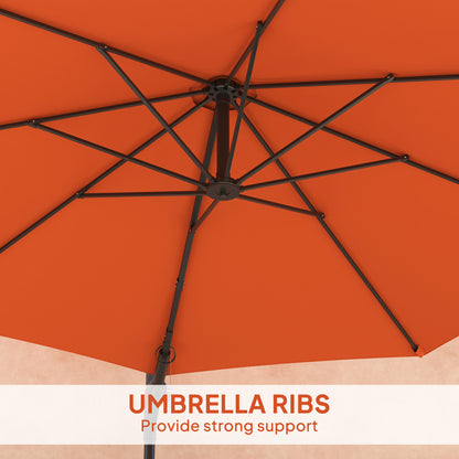 Outsunny 3(m) Parasol ścienny z uchwytem - pomarańczowy