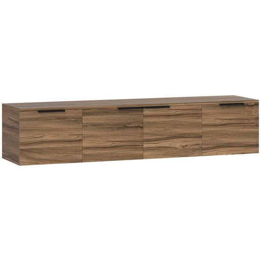 HOMCOM Floating TV Unit, 150 cm Wall Mounted TV Stand Cabinet with Shelves and Doors, Entertainment Media Console for Living Room, Bedroom, Rustic Brown