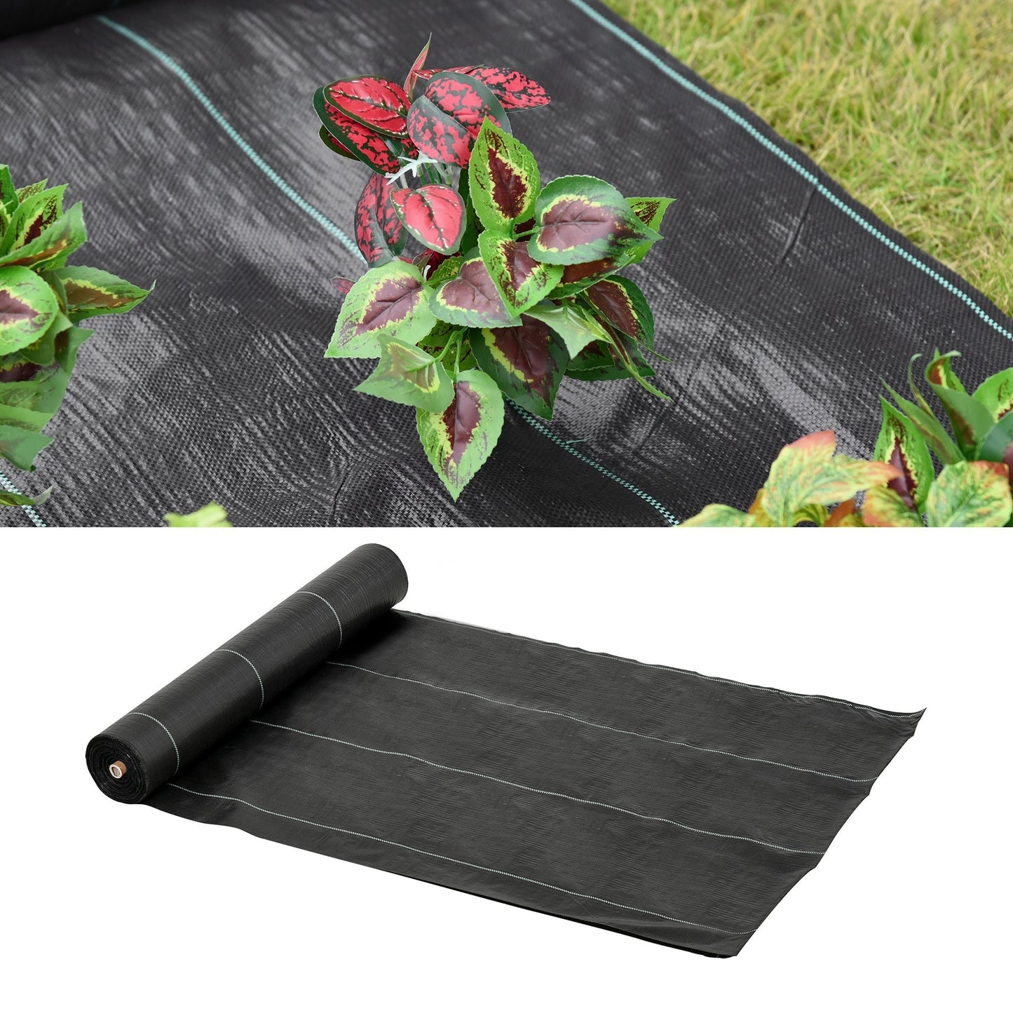 Outsunny 2x50m Gardener Premium Weed Barrier Landscape Fabric Durable & Heavy-Duty Weed Block Gardening Mat, Easy Setup & Superior Weed Control