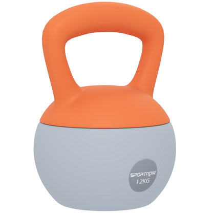 SPORTNOW 12KG Miękka odważnik Kettlebell, odważnik Kettlebell z uchwytem antypoślizgowym do domowej siłowni, podnoszenia ciężarów, treningu siłowego, pomarańczowy/szary