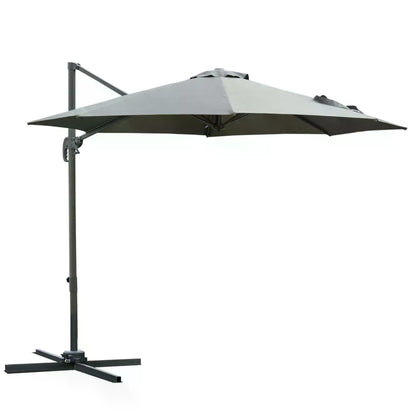 Outsunny 3(m) Parasol wiszący z wysięgnikiem, obrotowy 360° z podstawą w kolorze ciemnoszarym