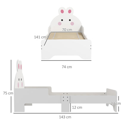 ZONEKIZ Toddler Bed Frame Rabbit Design, White