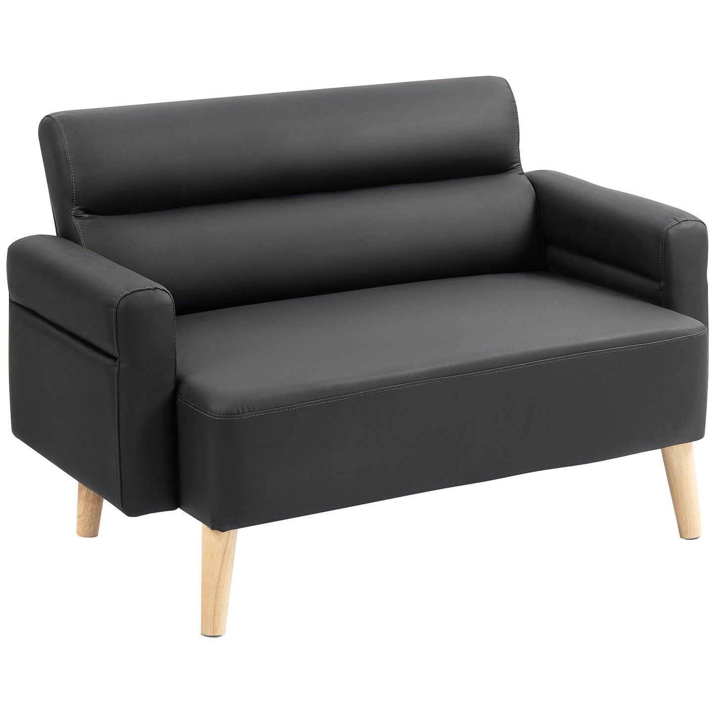 HOMCOM Mała 2-osobowa sofa ze sztucznej skóry - czarna